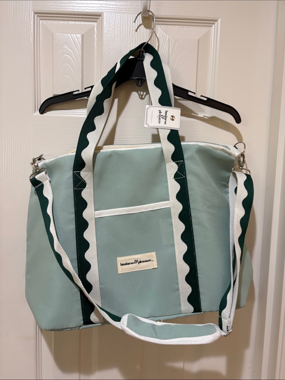 Sage Green Tote with Dark Green Trim by